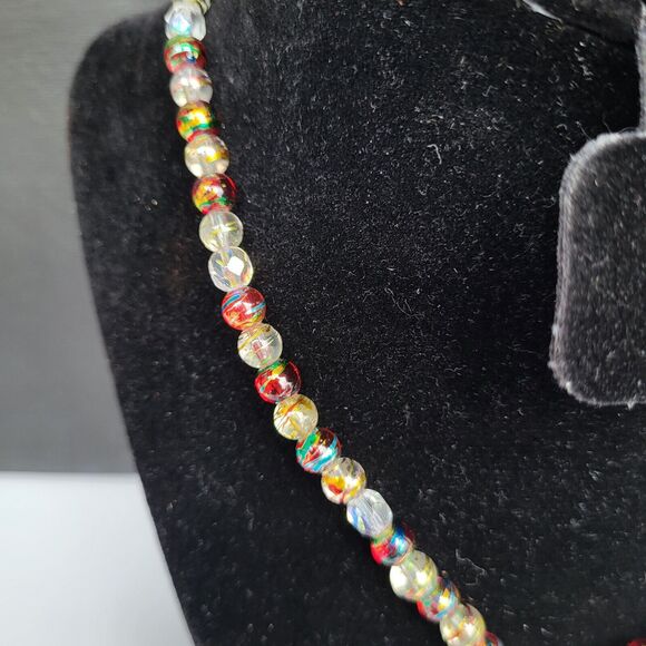 Artisan Handmade Unique Foil Beads with Drop Pendant 17" - Picture 2 of 6